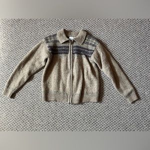 Tan Zip Up Wool Sweater